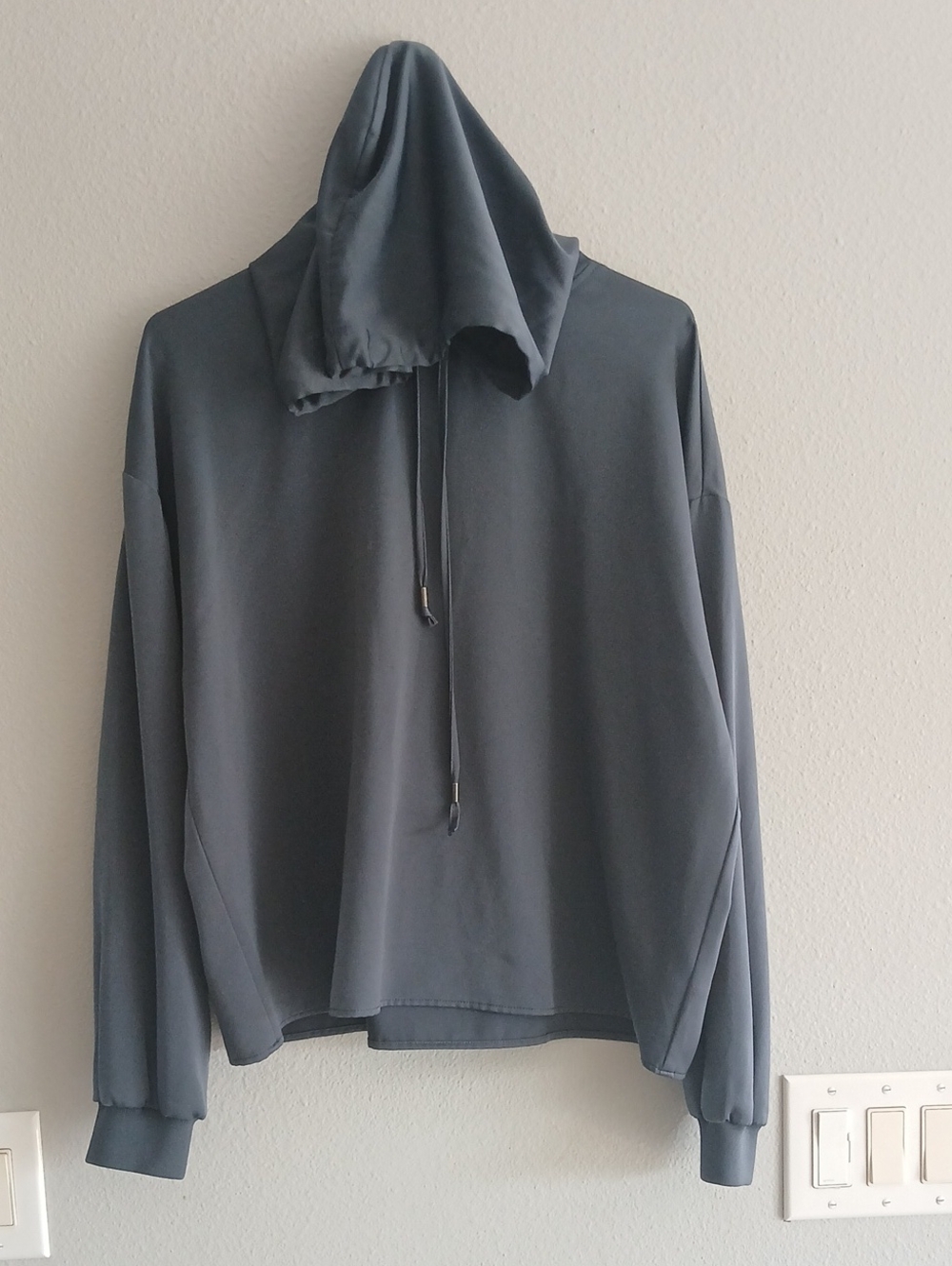 DownEast Large Charcoal Crewneck Hooded Lightweight Sweatshirt